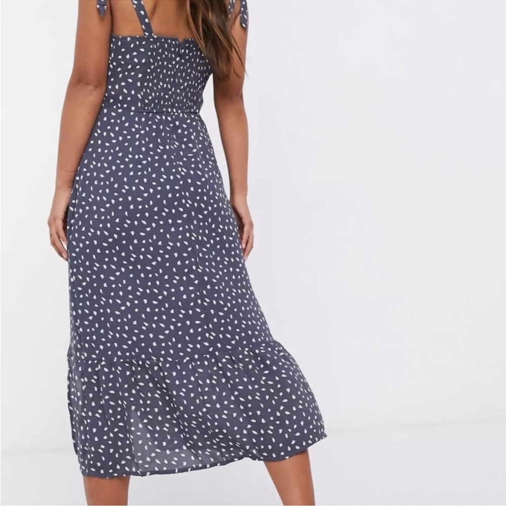 Abercrombie & Fitch Blue Polka Dot slitted Midi Dress, size XS - Picture 2 of 9